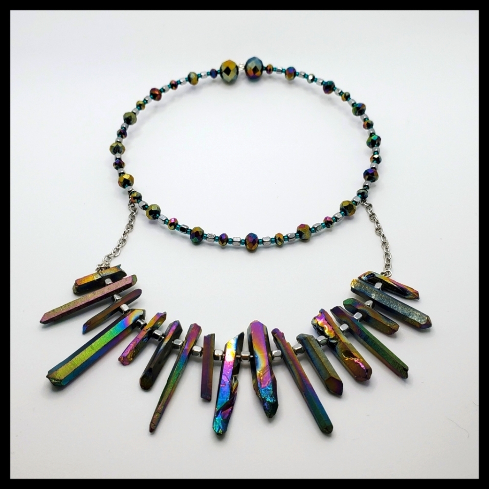 Aurora Smokey Quartz Drop Statement Choker